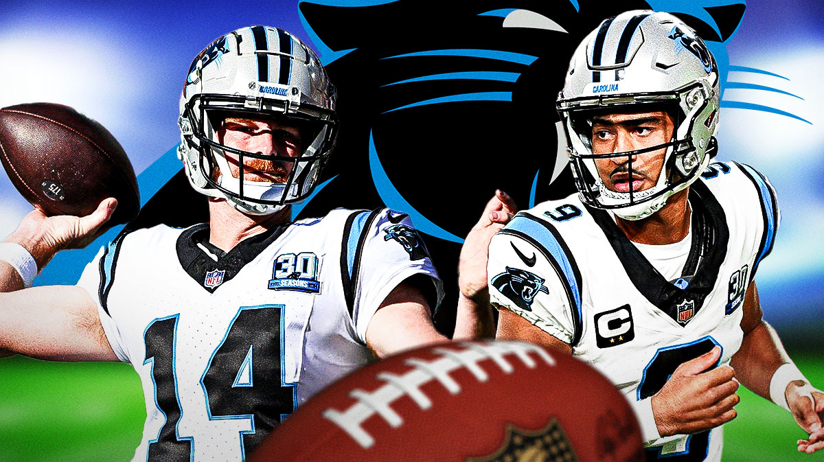 Panthers quarterbacks Bryce Young, Andy Dalton next to each other after injury