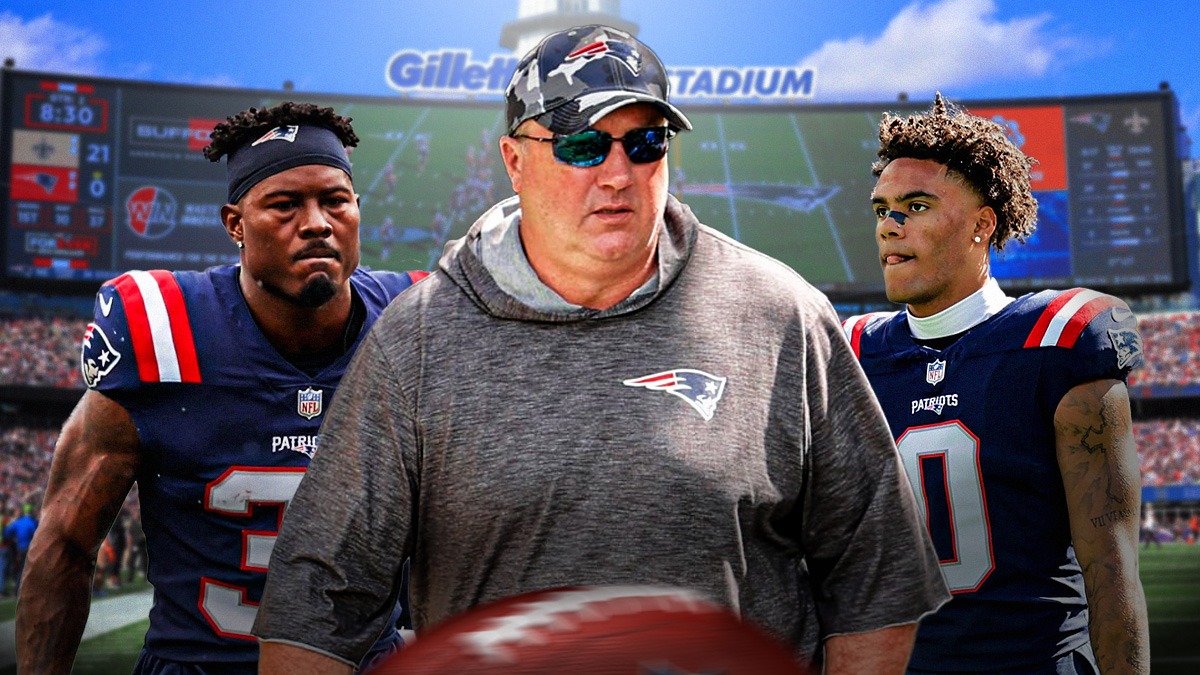 Patriots Christian Gonzalez, Jonathan Jones and Alex Van Pelt
