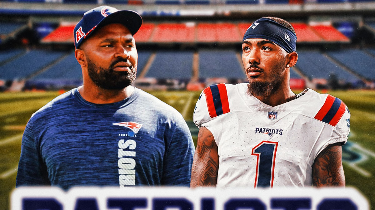 Patriots' Jerod Mayo next to Ja'Lynn Polk
