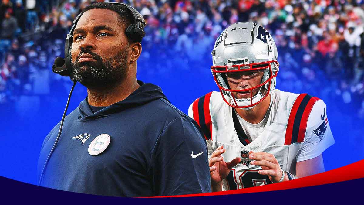 Jerod Mayo next to Drake Maye