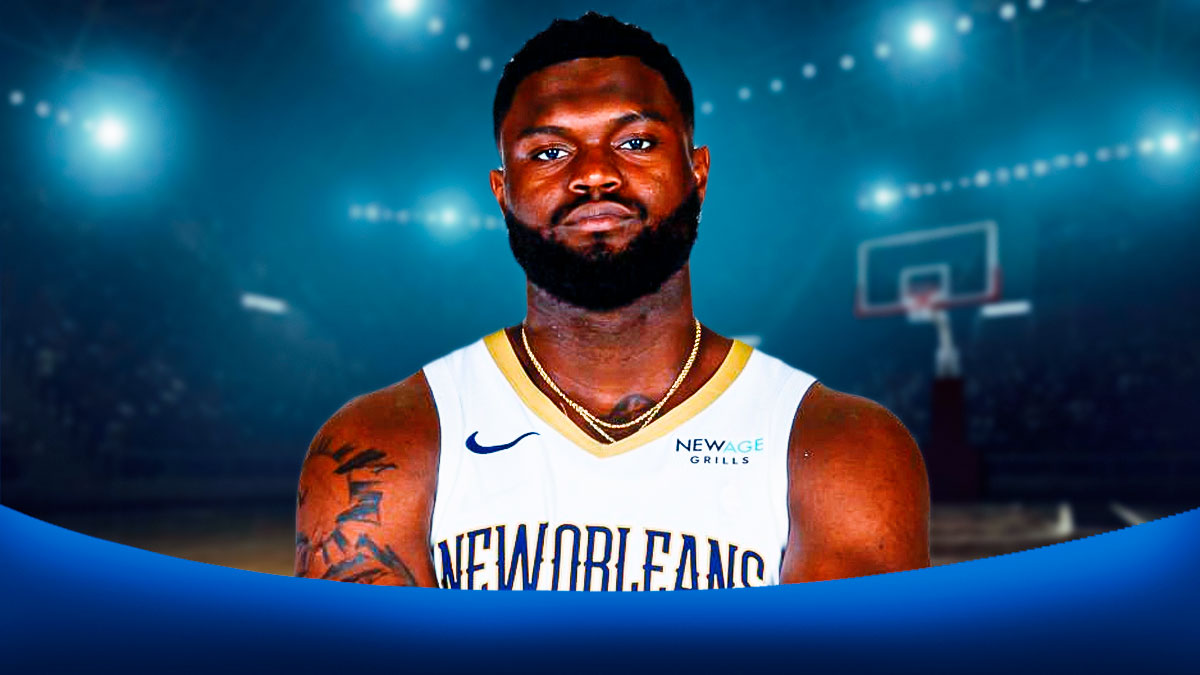 Zion Williamson in a Pelicans jersey.