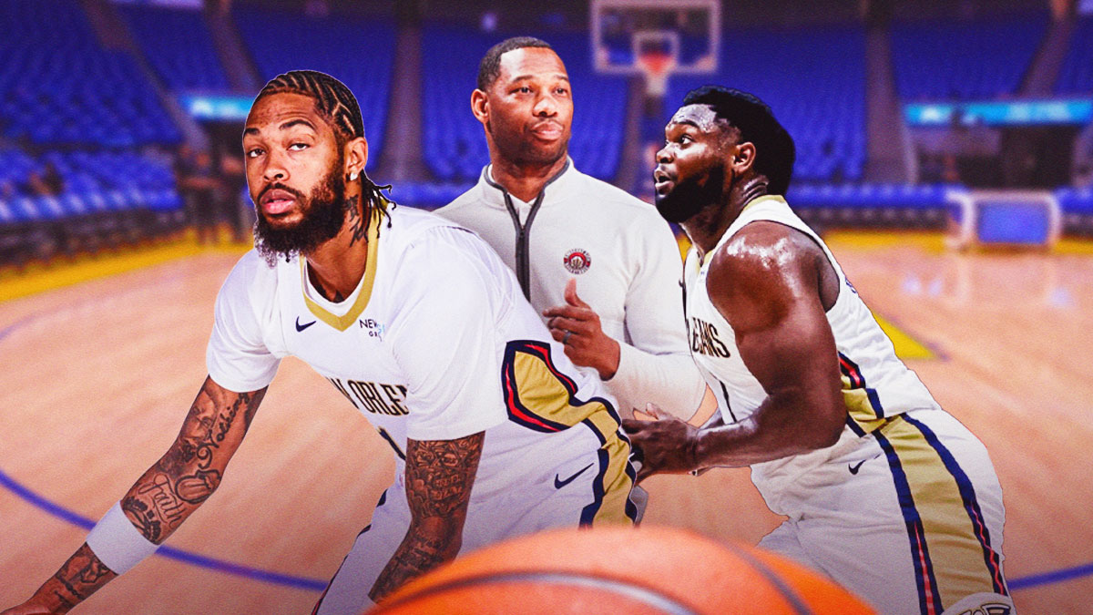Pelicans coach Willie Green and Zion Williamson 'pushing' Brandon Ingram behind the three-point line.