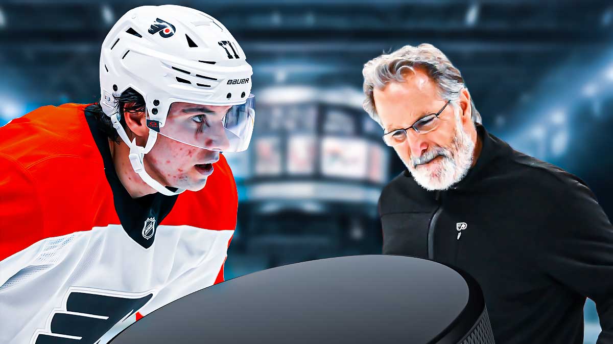 Flyers head coach John Tortorella and Flyers centre Jett Luchanko both looking disappointed