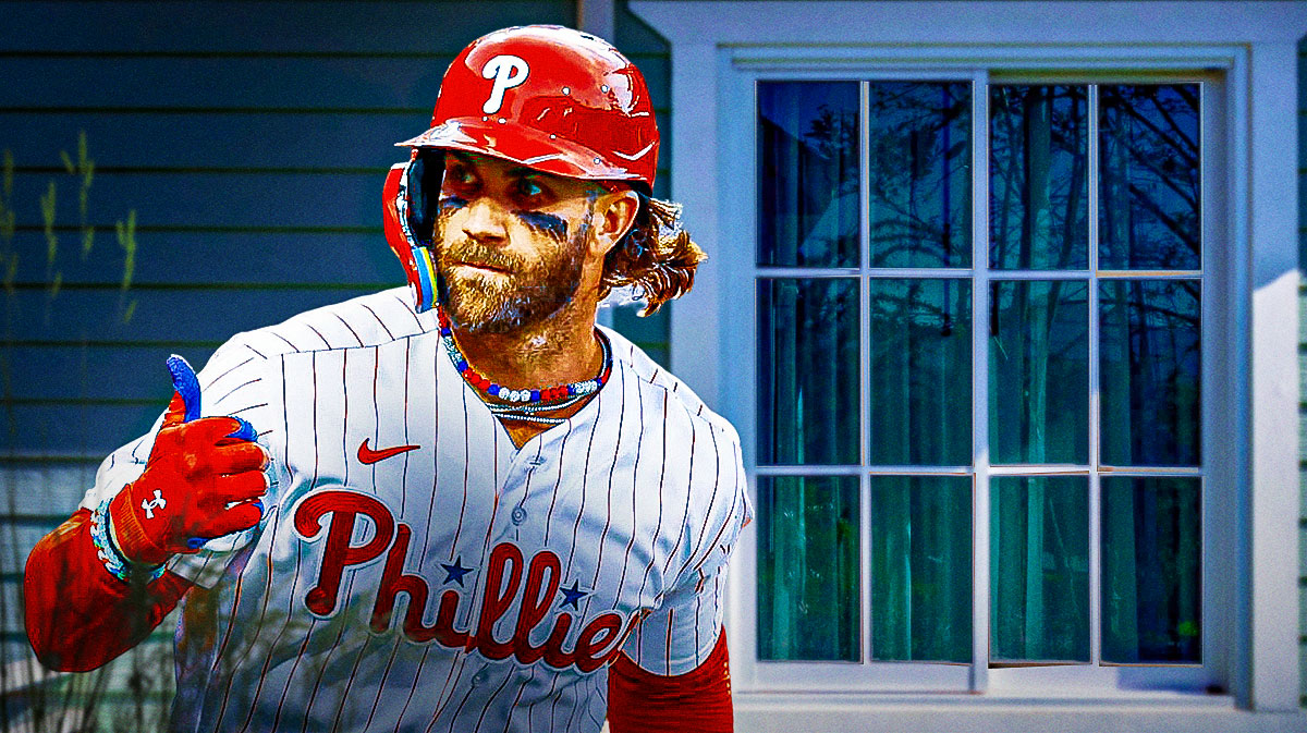 Bryce Harper next to a closed window