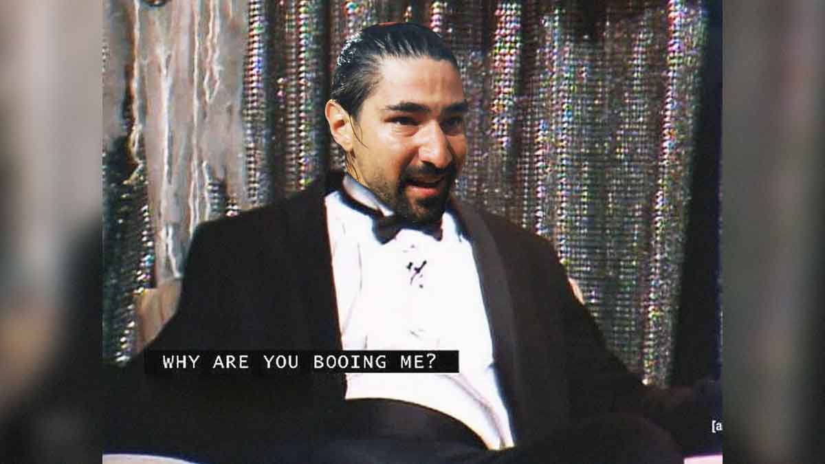 Nick Castellanos superimposed on Hannibal Buress in the meme "Why are you booing me?" but remove the phrase "I'm right"