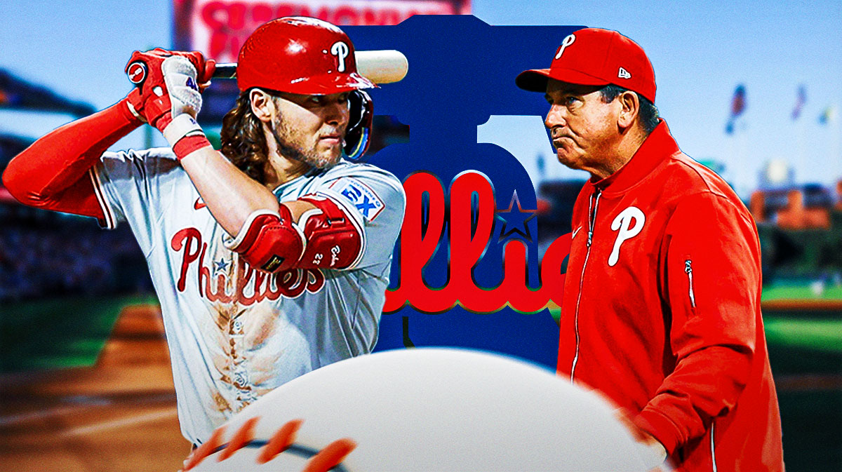 Phillies' Rob Thompson looking at Alec Bohm