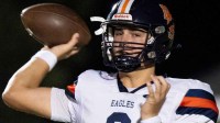 Here, Curtis (2) throws against BGA during their game at BGA Football Stadium in Franklin, Tenn.