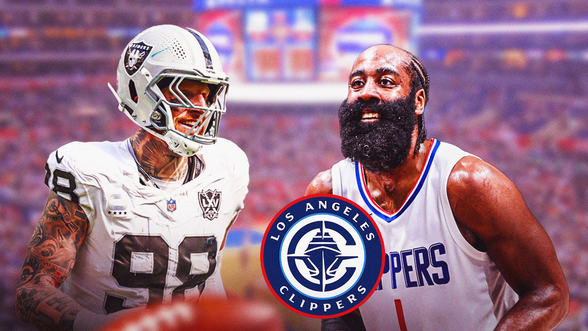 Clippers' James Harden next to Raiders' Maxx Crosby