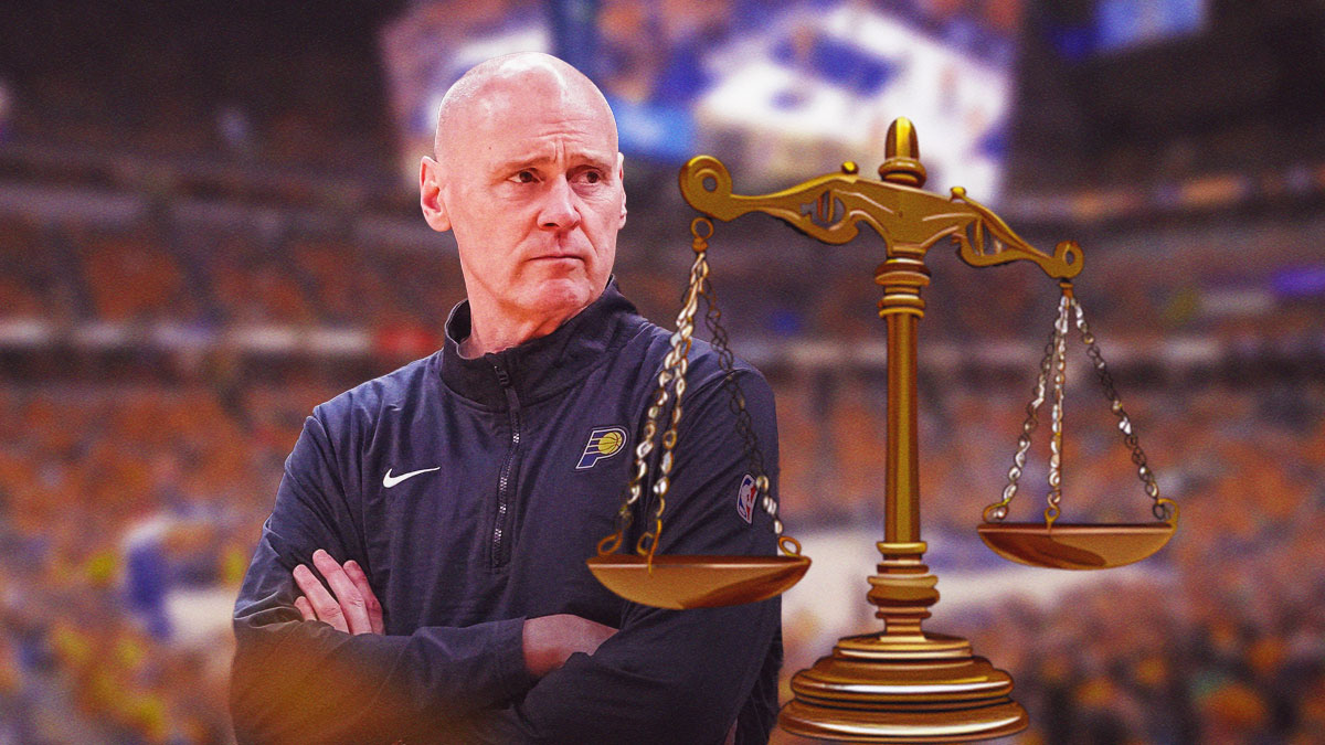 Pacers' Rick Carlisle with scales of justice
