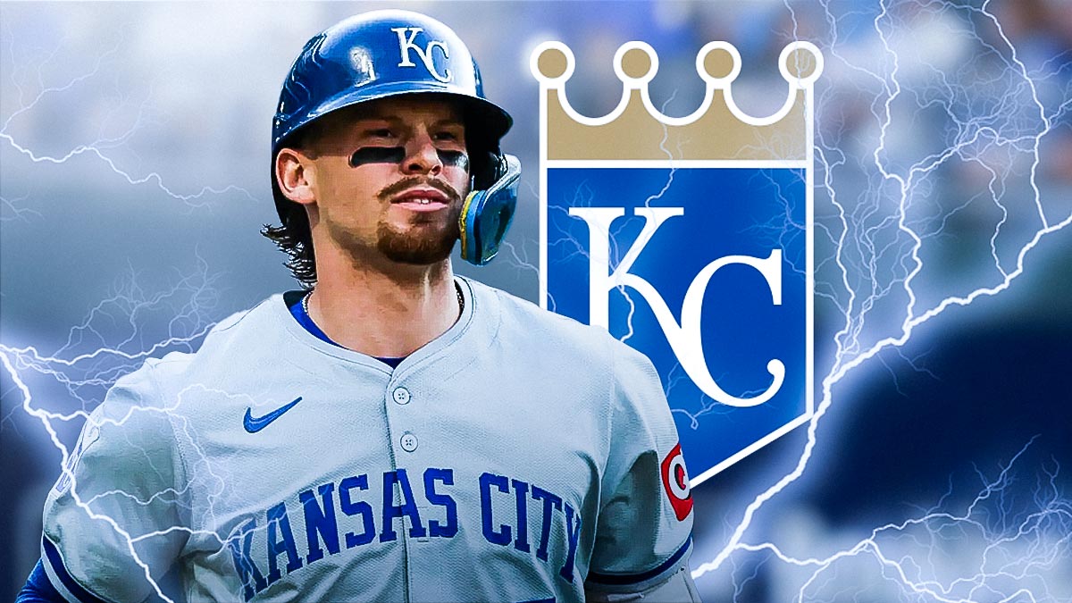 Bobby Witt Jr., Royals, Kauffman Stadium in back