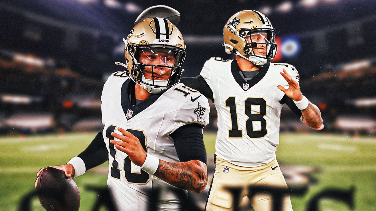 Spencer Rattler in a Saints jersey.