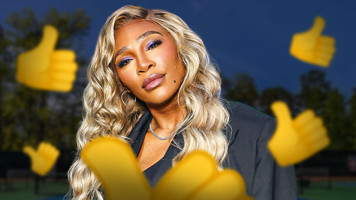 Women's tennis player Serena Williams and a thumbs-up emoji