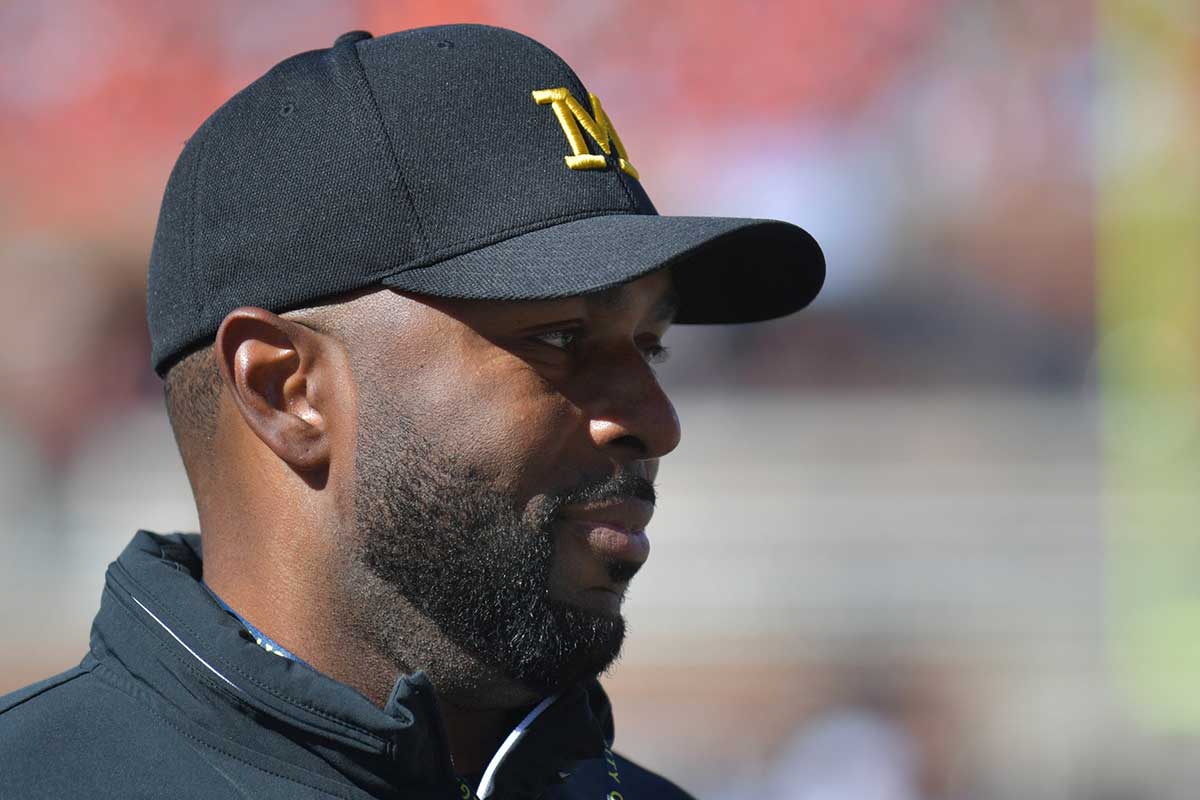 Michigan Wolverines head coach Sherrone Moore during the first half against the Illinois Fighting Illini at Memorial Stadium.