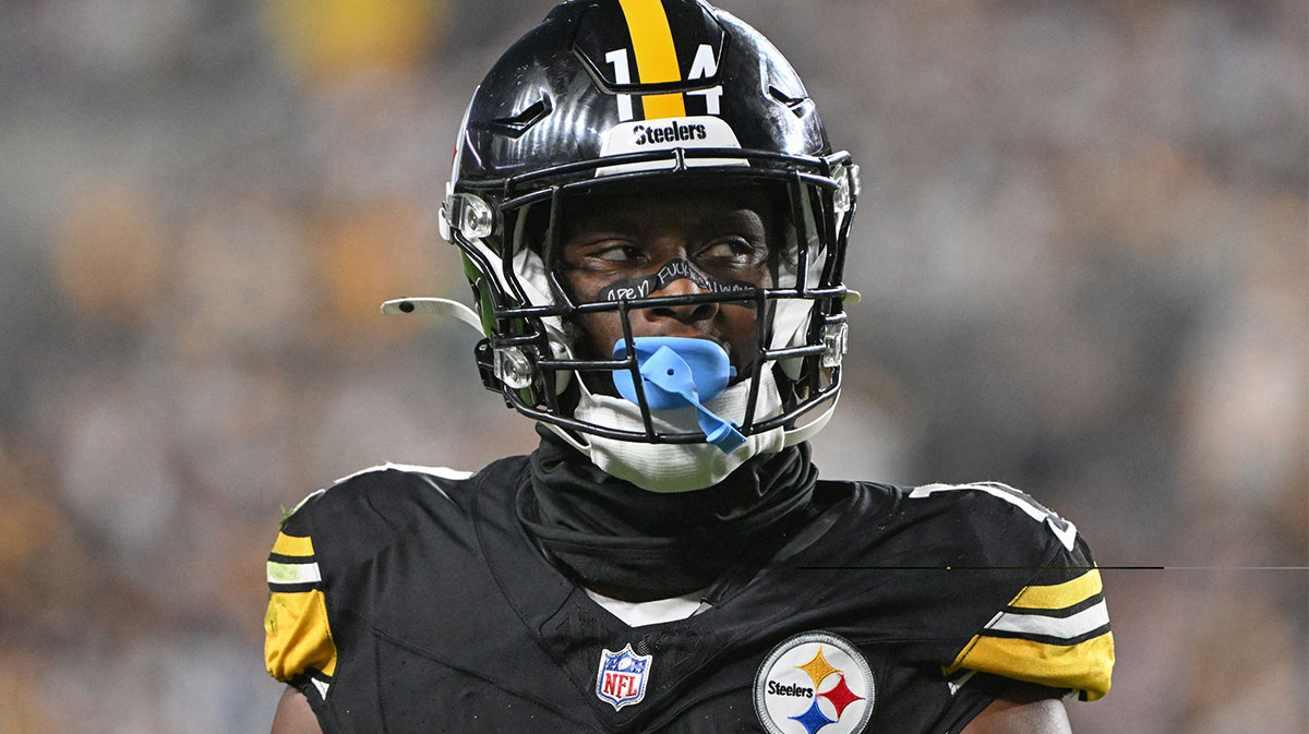 Pittsburgh Steelers wide receiver George Pickens (14) walks off the field against the Dallas Cowboys during the third quarter at Acrisure Stadium