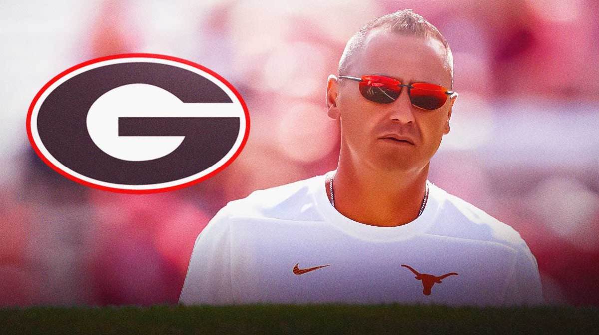 Steve Sarkisian. Georgia football logo next to him.