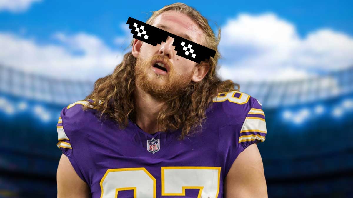 Minnesota Vikings tight end T.J. Hockenson with deal with it shades