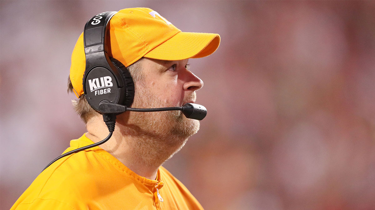 ennessee Volunteers head coach Josh Heupel during the second half against the Arkansas Razorbacks at Donald W. Reynolds Razorback Stadium. Arkansas won 19-14.