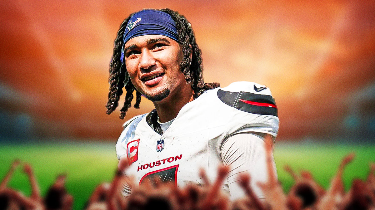 CJ Stroud celebrating in Texans uniform
