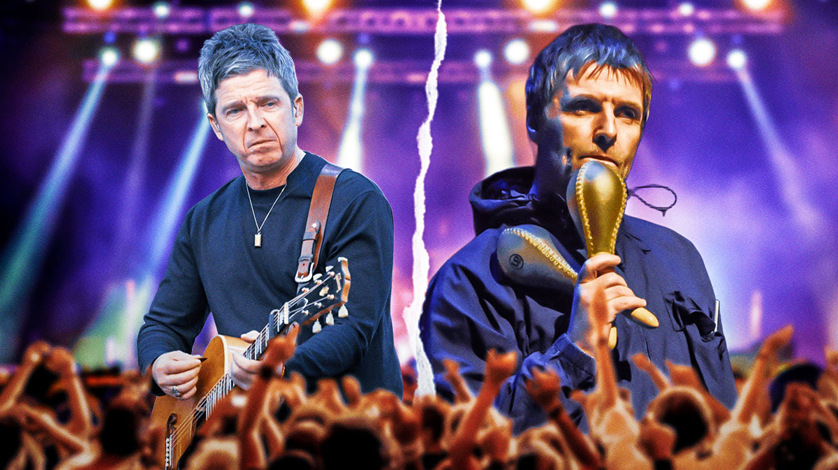 Oasis members Noel and Liam Gallagher with tear in between them ahead of their reunion tour.