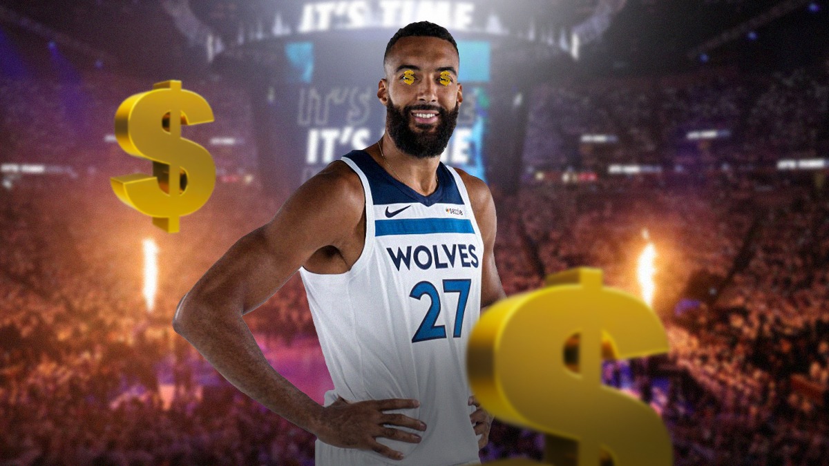 Timberwolves big man Rudy Gobert with dollar signs next to him