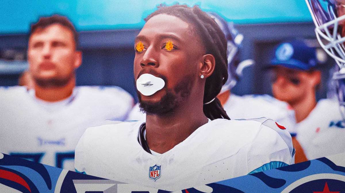 Photo: Calvin Ridley looking serious in Titans jersey with fire in his eyes