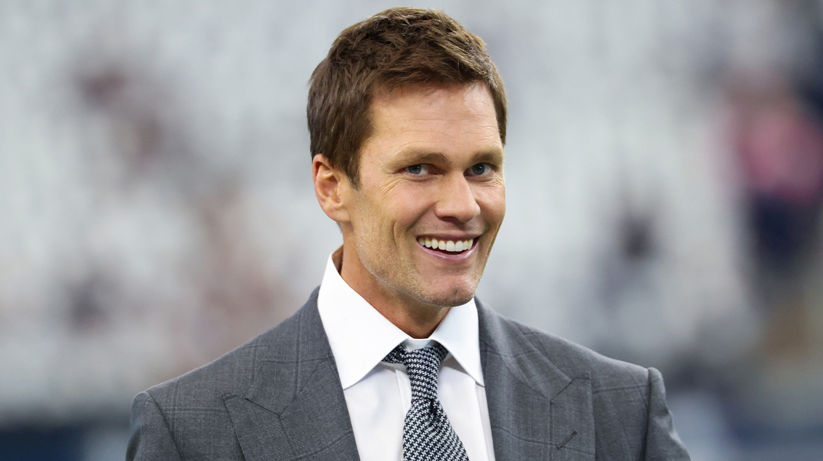 Fox Sports broadcaster Tom Brady before the game between the Dallas Cowboys and Detroit Lions at AT&T Stadium.