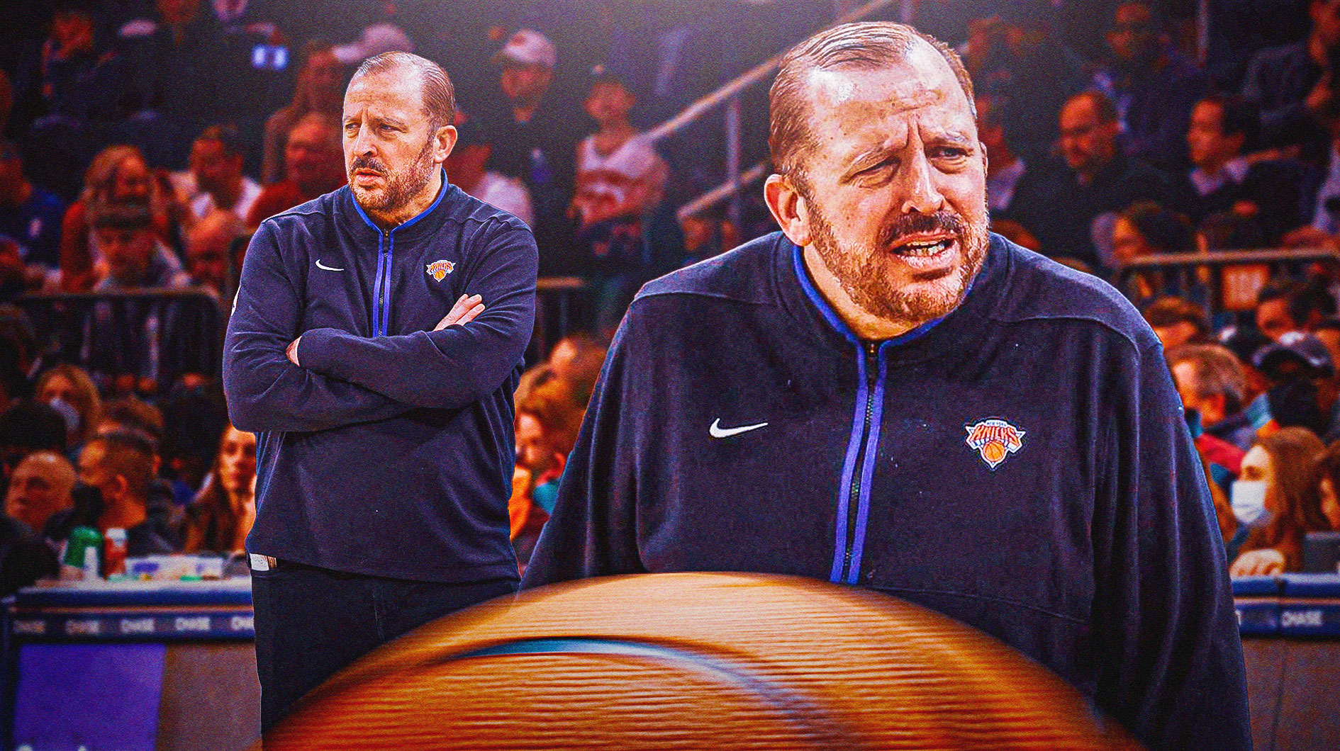 Tom Thibodeau coaching the Knicks.