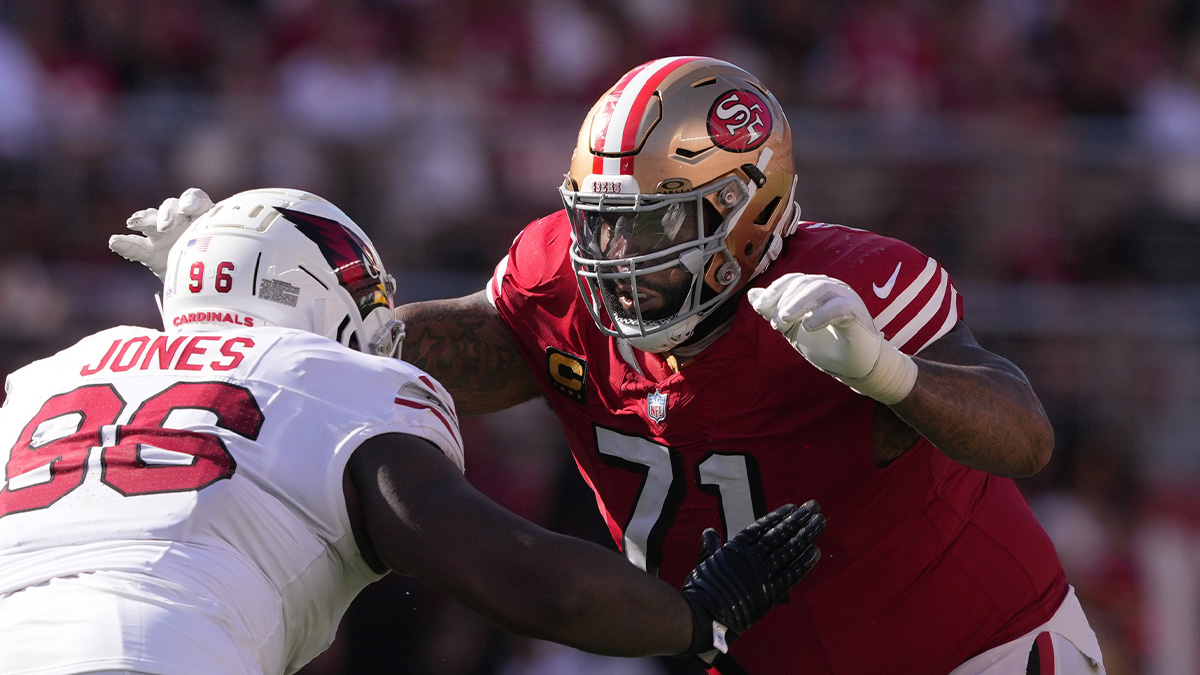  San Francisco 49ers offensive tackle Trent Williams (71) blocks Arizona Cardinals defensive tackle Naquan Jones (96) during the fourth quarter at Levi's Stadium. 