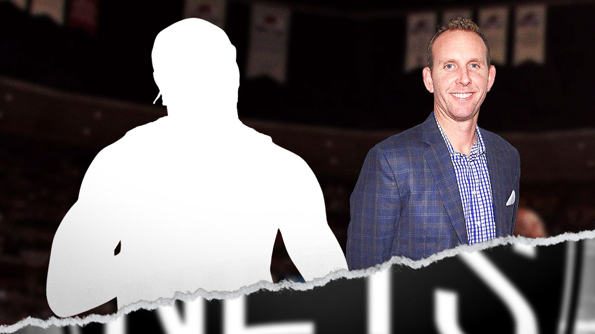 A silhouette on one side with a question mark in it and Sean Marks on the other side smiling