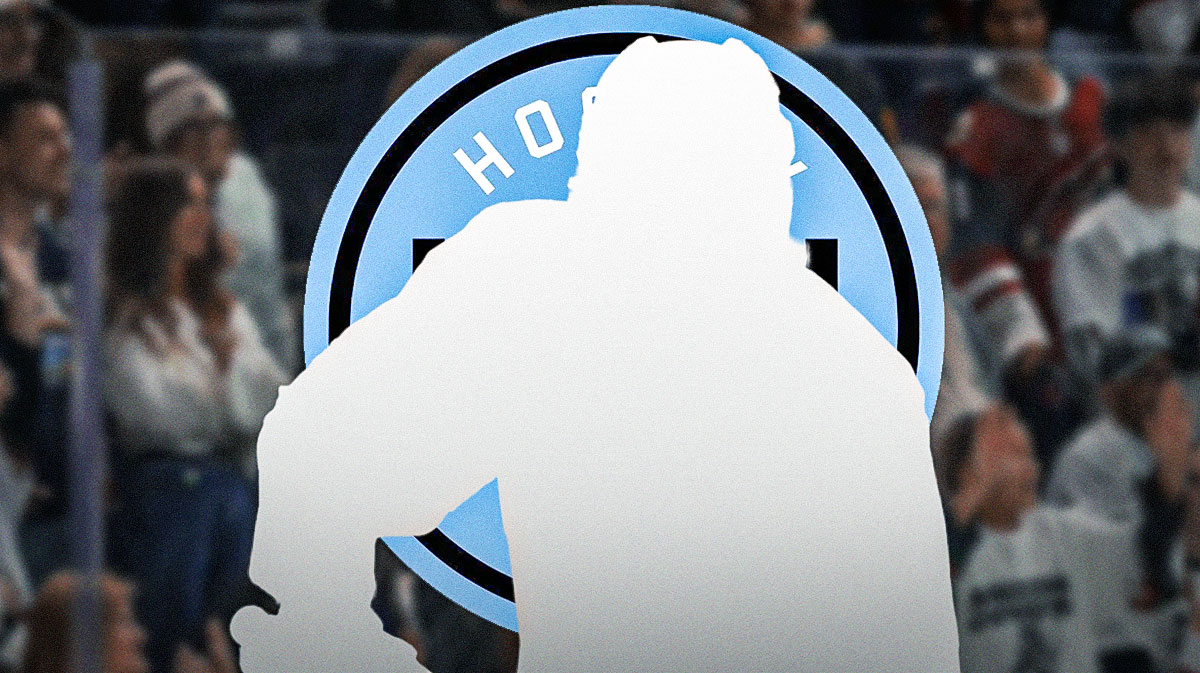Utah HC logo next to silhouette of Clayton Keller
