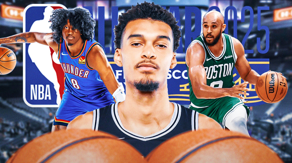 [NBA media poll] Victor Wembanyama with Jalen Williams and Derrick White next to NBA All-Star Game logo