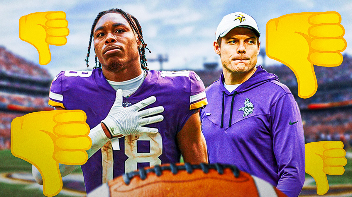 Vikings Justin Jefferson and Kevin O'Connell with thumbs down emojis all around.