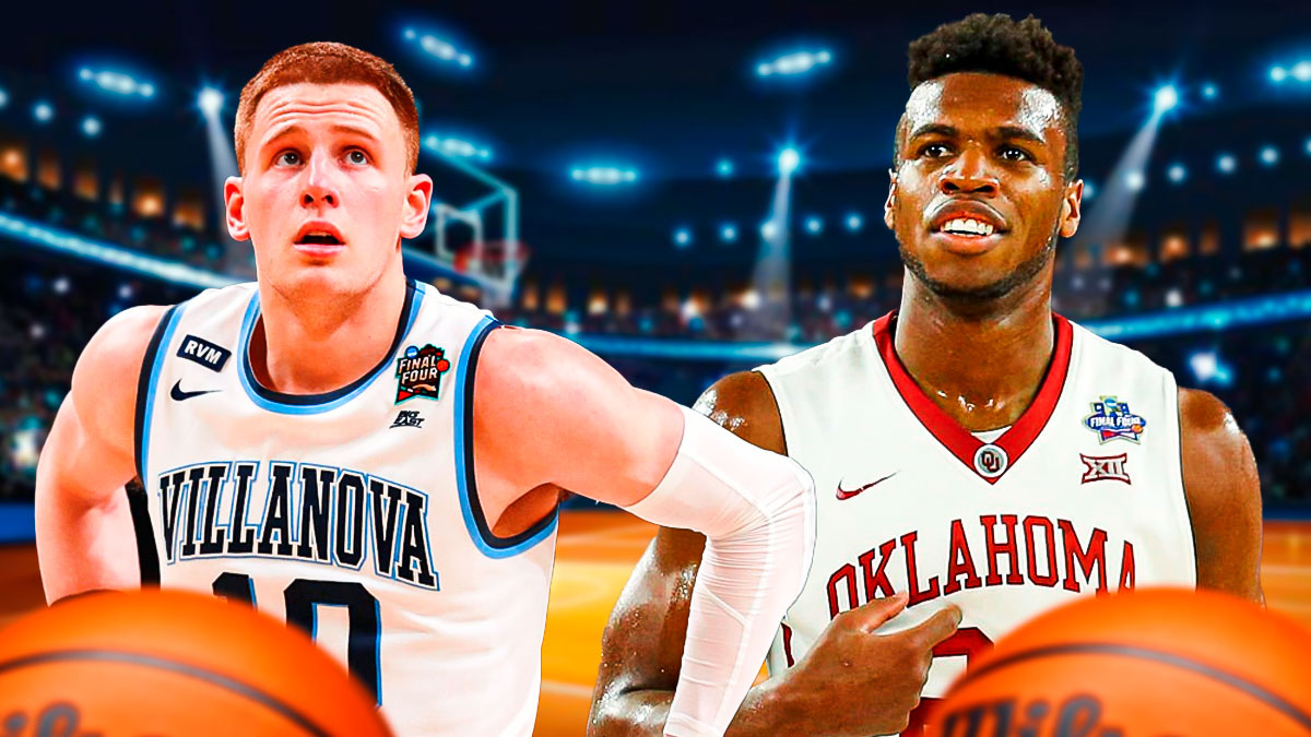 Donte DiVincenzo in a Villanova uniform and Buddy Hield in an Oklahoma Sooners uniform from when they were in college