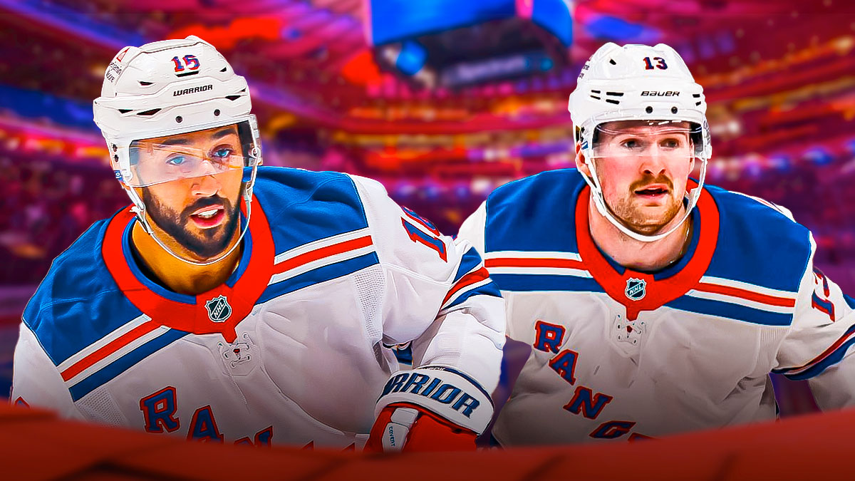 Rangers teammates Alexis Lafreniere and Vincent Trocheck in Mdison Square Garden