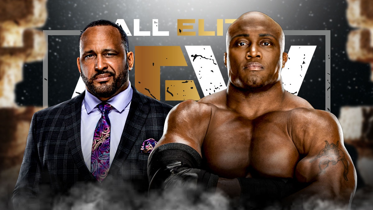 Bobby Lashley next to MVP in front of the AEW logo