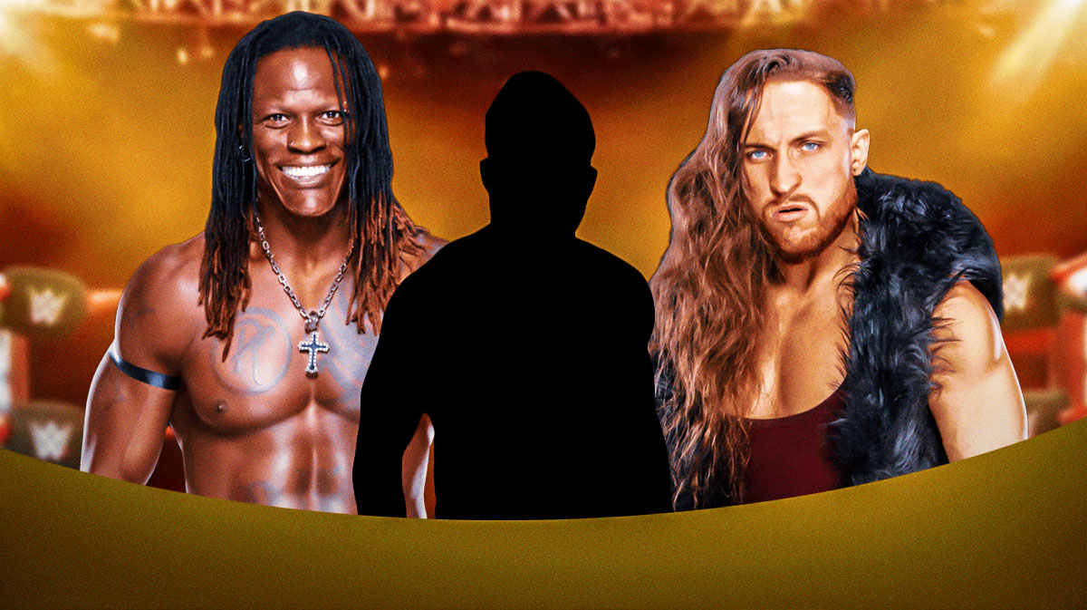 WWE star R-Truth and Pete Dunne (formerly known as Butch), who interacted on the latest episode of RAW, with silhouette in between them.
