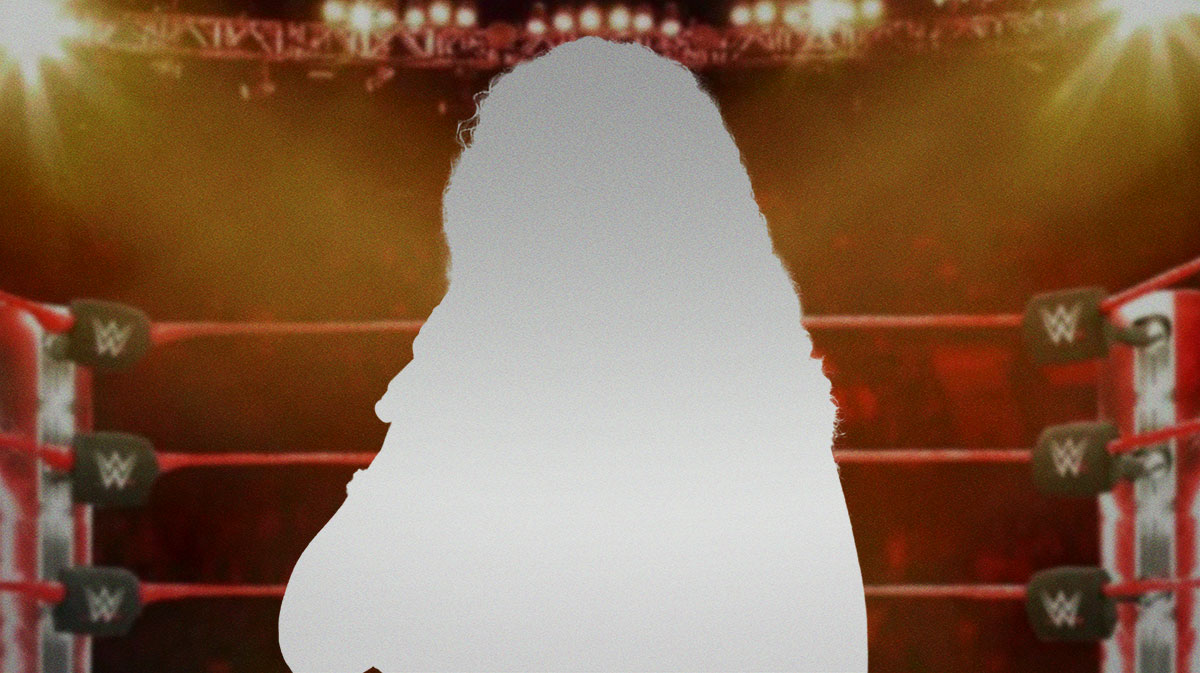 Former WWE ring announcer Samantha Irvin, who announced she is leaving the company, with wrestling ring background.