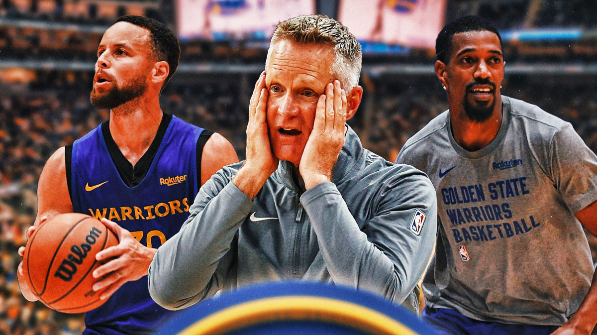 Warriors' Steve Kerr with Stephen Curry and De'Anthony Melton