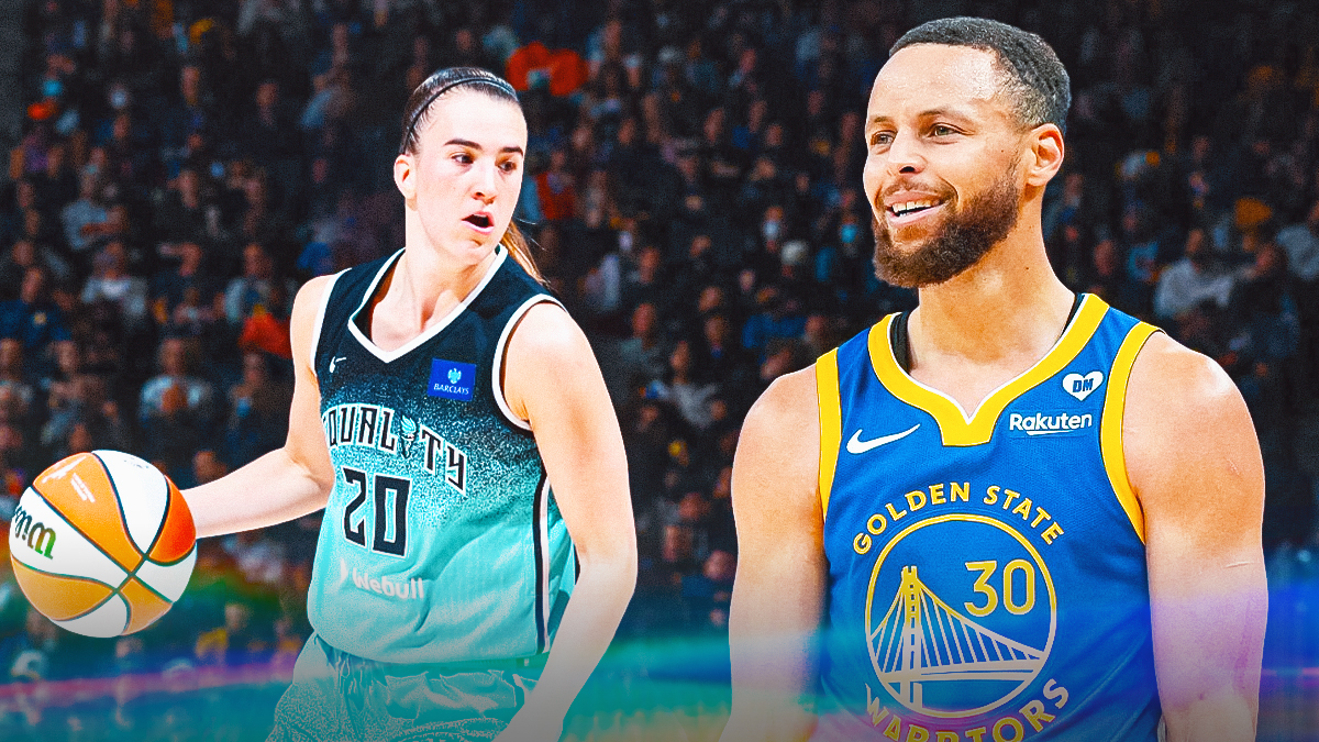 Stephen Curry beside Sabrina Ionescu.