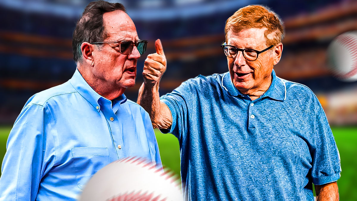 Marlins' Bruce Sherman next to White Sox's Jerry Reinsdorf