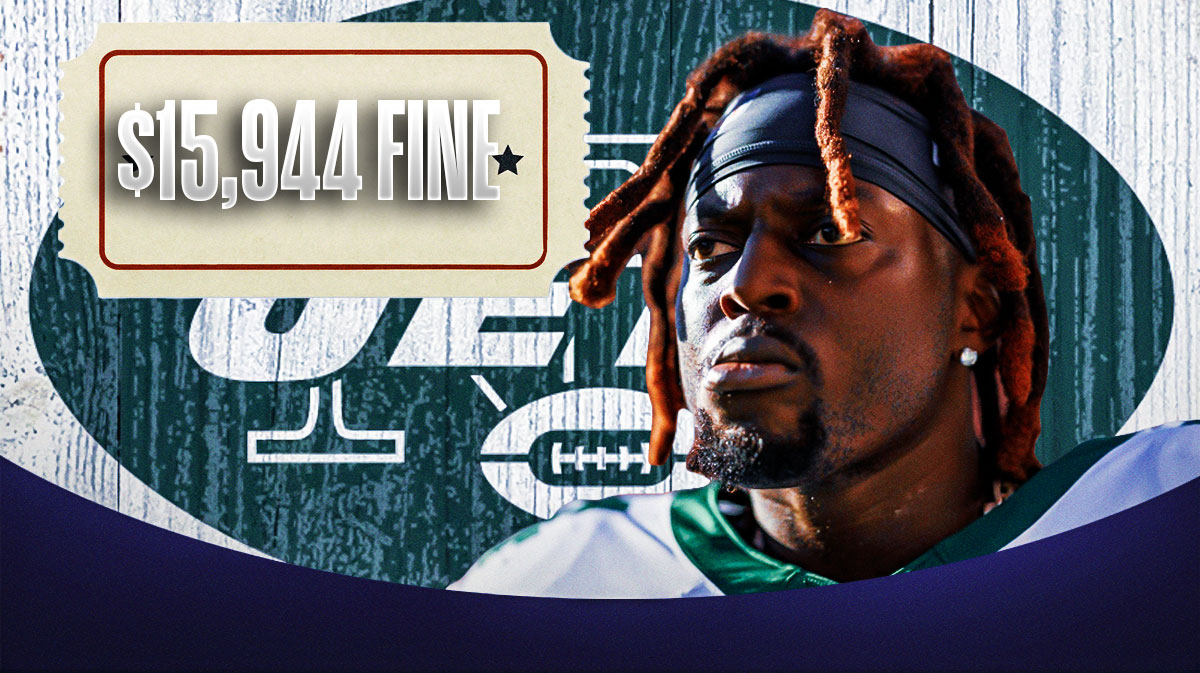 Jets' Javon Kinlaw next to a ticket that says "$15,944 FINE"