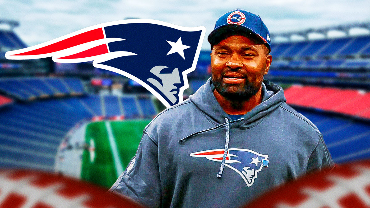 Jerod Mayo with Patriots logo next to alarm.