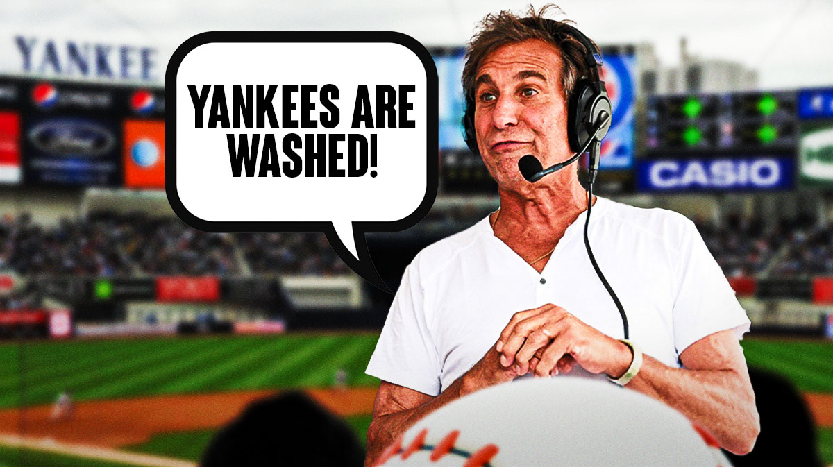Angry Chris Russo with a talk bubble that says YANKEES ARE WASHED!