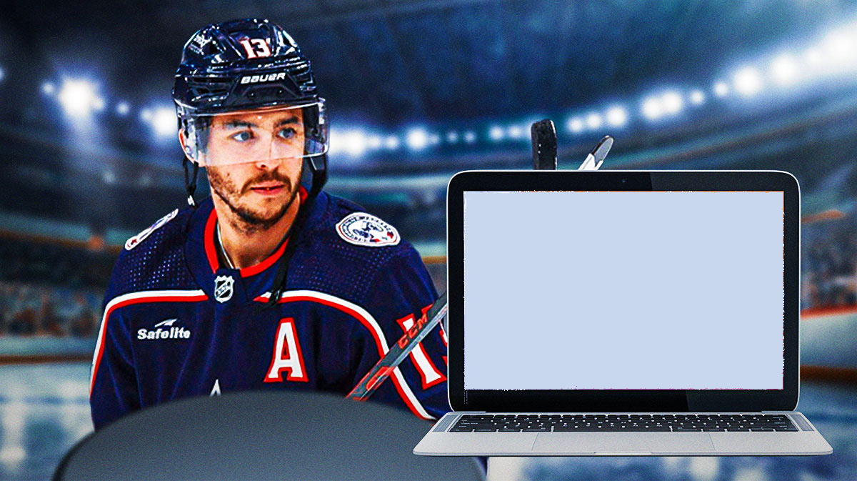 Blue Jackets F Johnny Gaudreau and an open MacBook