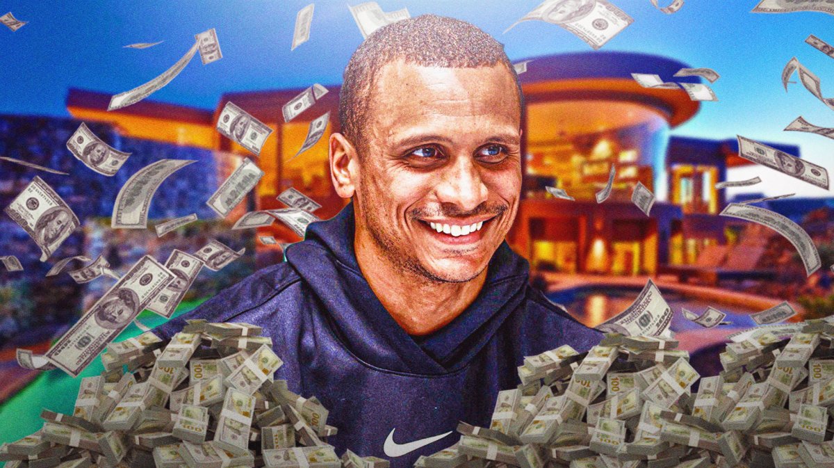 Joa Mazzulla surrounded by piles of cash.