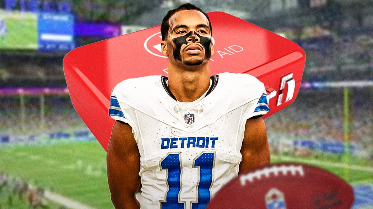 Lions wideout Kalif Raymond with a large medical bag