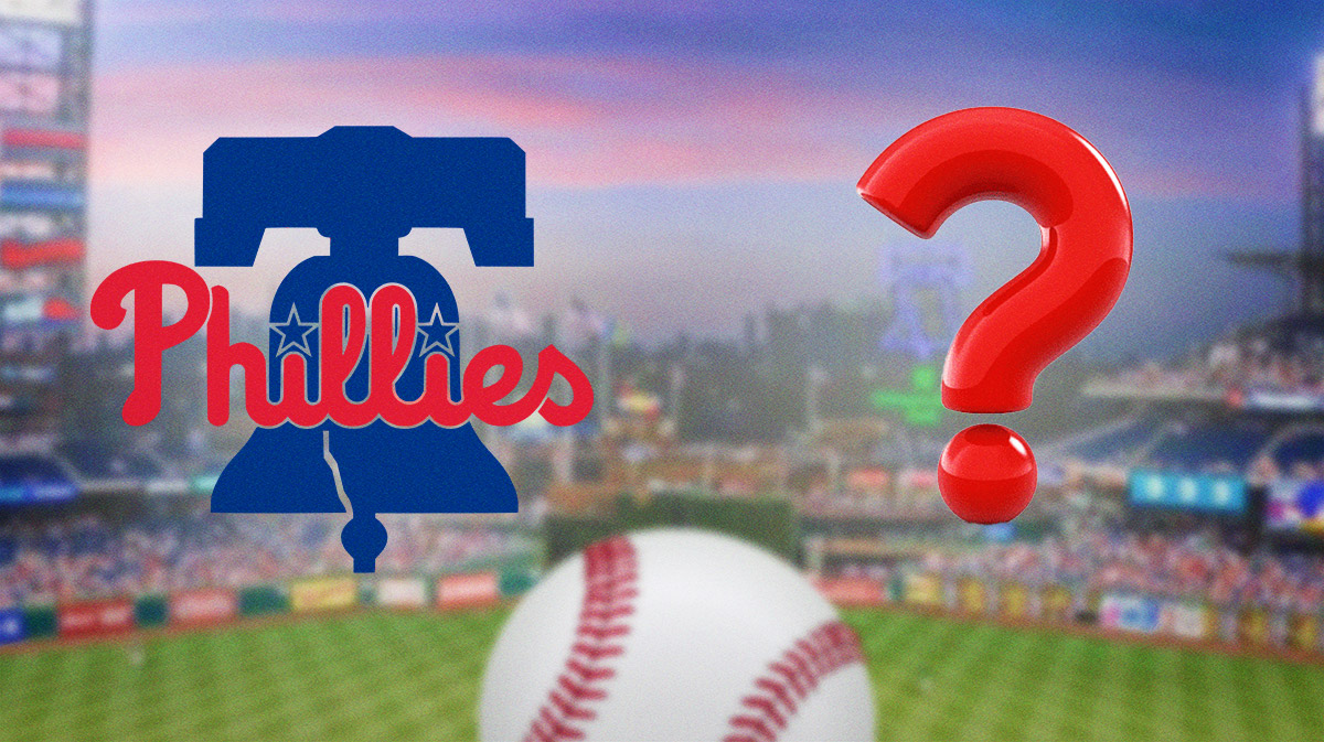 Phillies logo on left, question mark on right, Citizens Bank Park background.