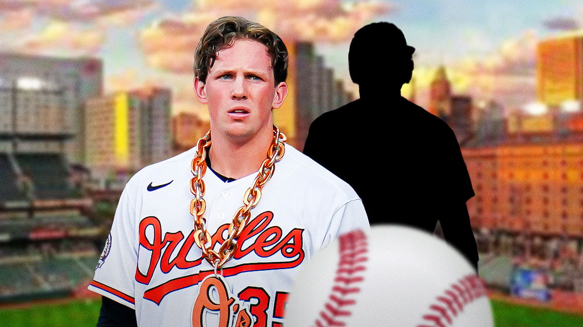 Adley Rutschman nexto to silhouette of James mcCann