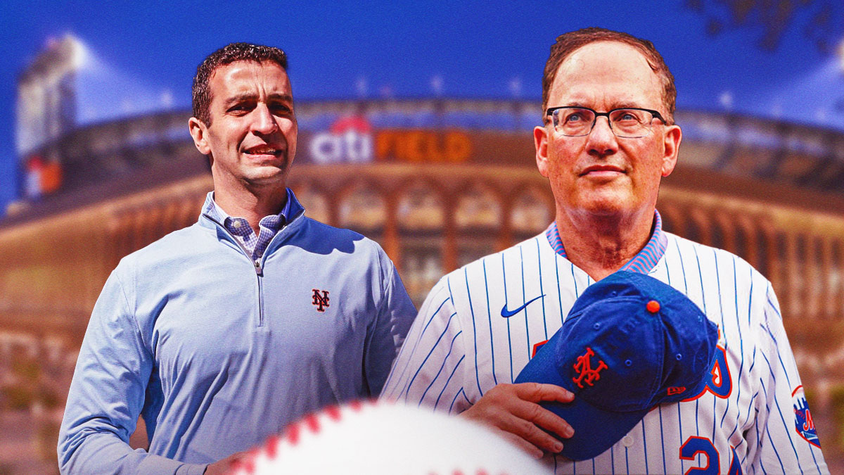 David Stearns and Steve Cohen in front of Citi Field