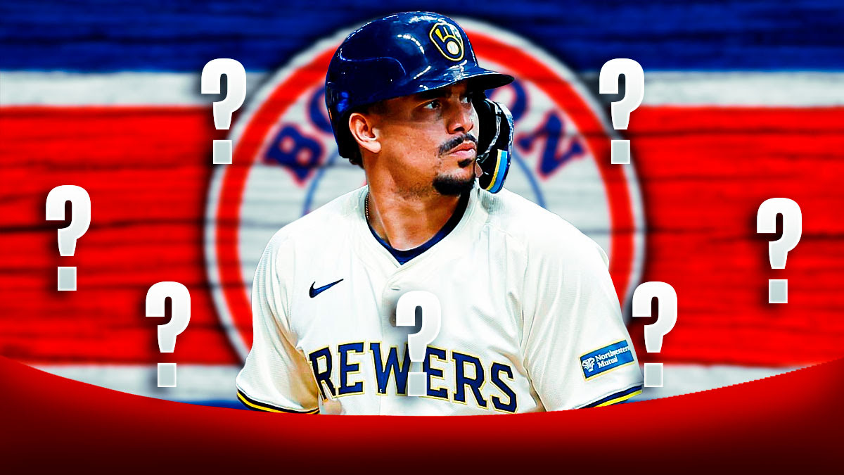 Willy Adames with a Red Sox background and question marks